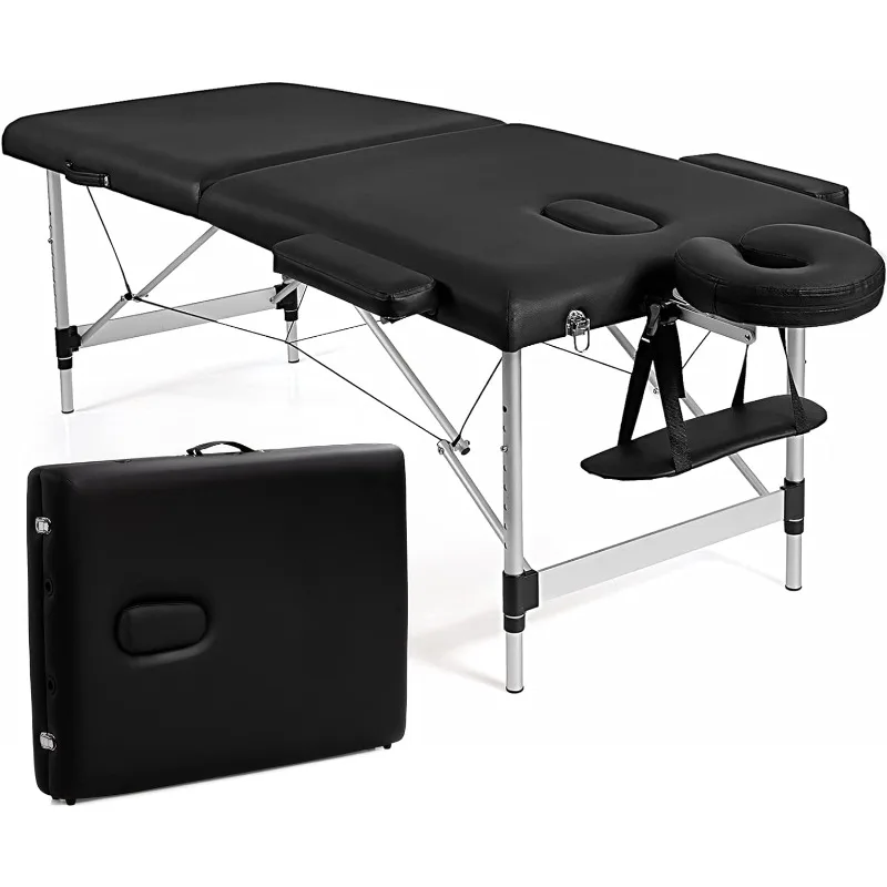 

84" Massage Table Professional Portable Lash Bed, 2 Folding Lightweight Massage Bed, Aluminum Frame, Height Adjustable