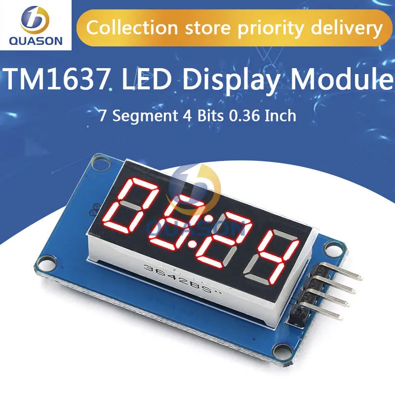 TM1637 4 Bits Digital LED Display Module For arduino 7 Segment 0.36Inch Clock RED Anode Tube Four Serial Driver Board Pack