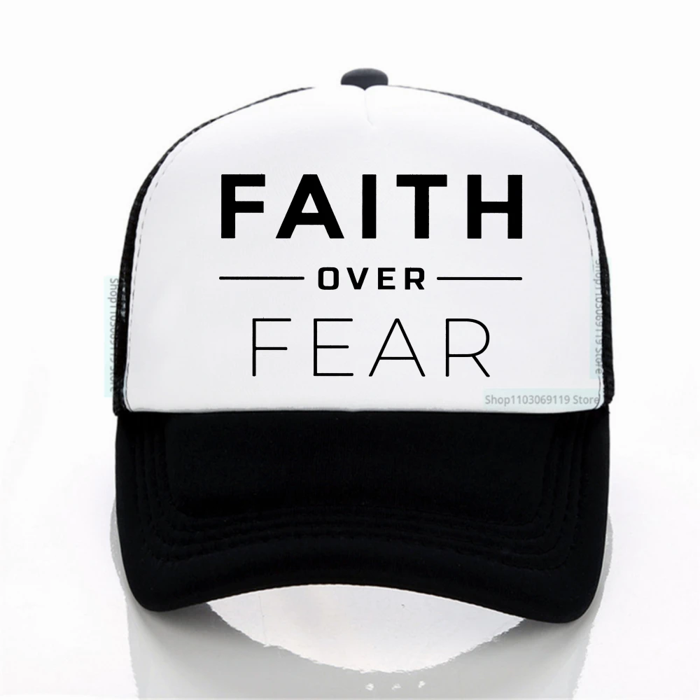 

FAITH OVER FEAR Print hat for Men Women Casual baseball cap Hip Hop Harajuku Net breathable duckbill caps