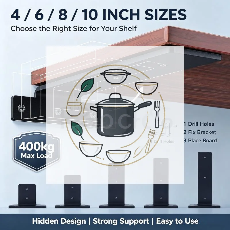 Extra Thick Bracket Hidden Type With Screw 3mm Thickness Bracket Set Shelve Invisible Bracket Storage Rack Three-Legged Support