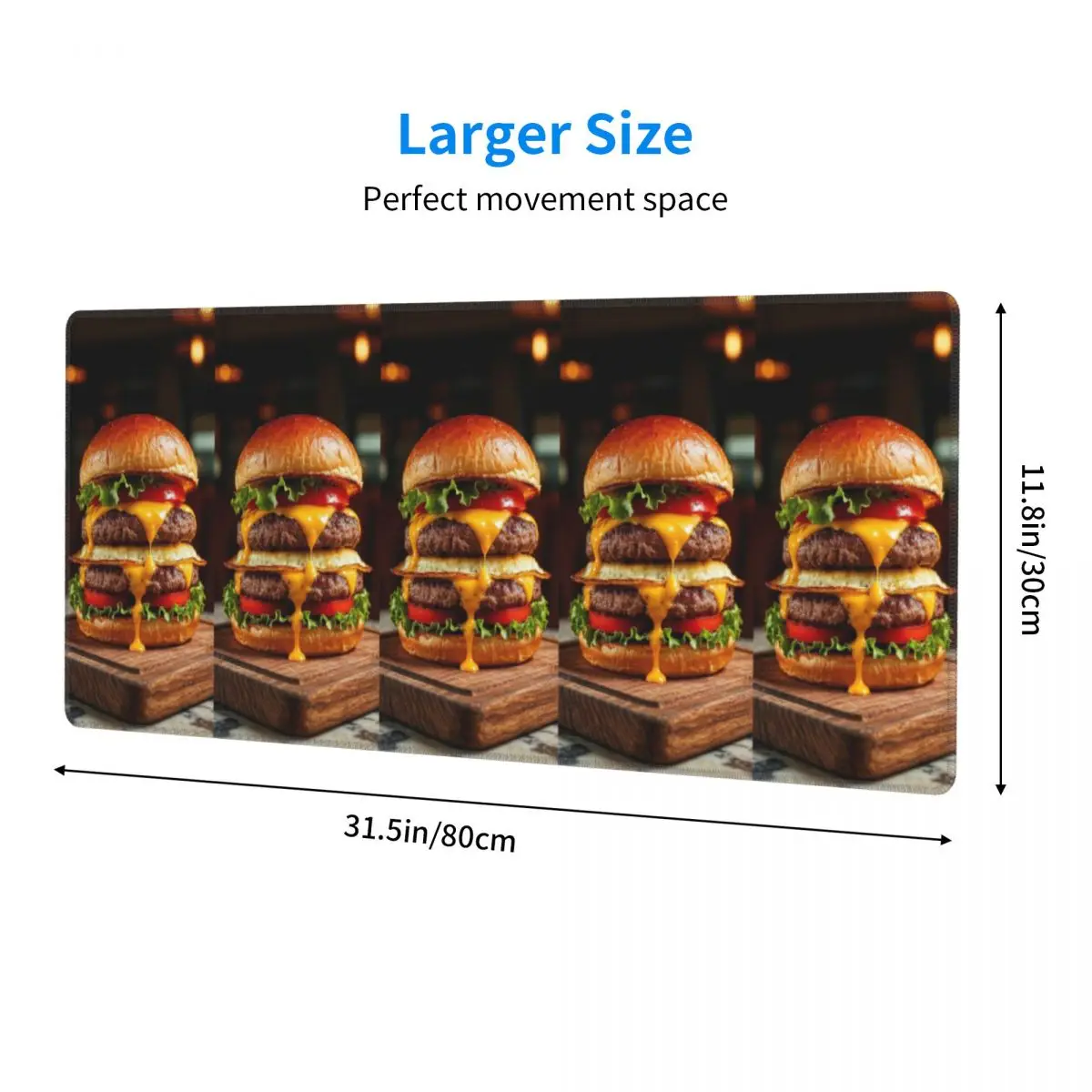 Large Mouse Pad Hamburger Realistic Burger Design Gamer PC Laptop Mats Keyboard Carpet Computer Gaming Office Desk Mat
