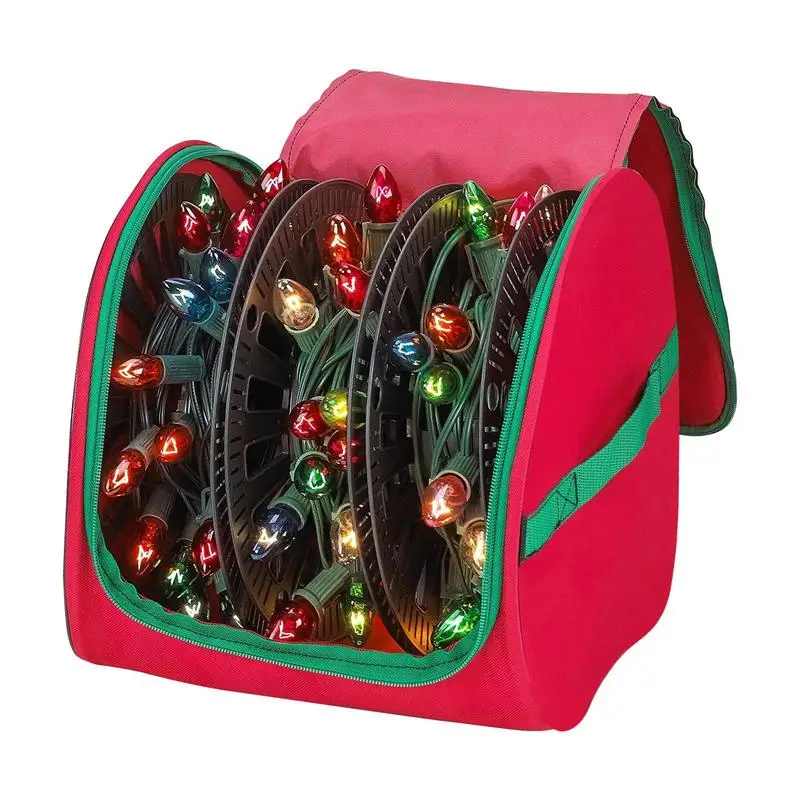 2025 Christmas Light Decoration Storage Bag With U-zipper Holiday Light Organizer Storage Bag For Family Gathering