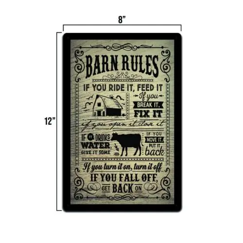 Barn Rules 12 X 8 Inch Metal Sign Barn Western Farmhouse Décor Country Home