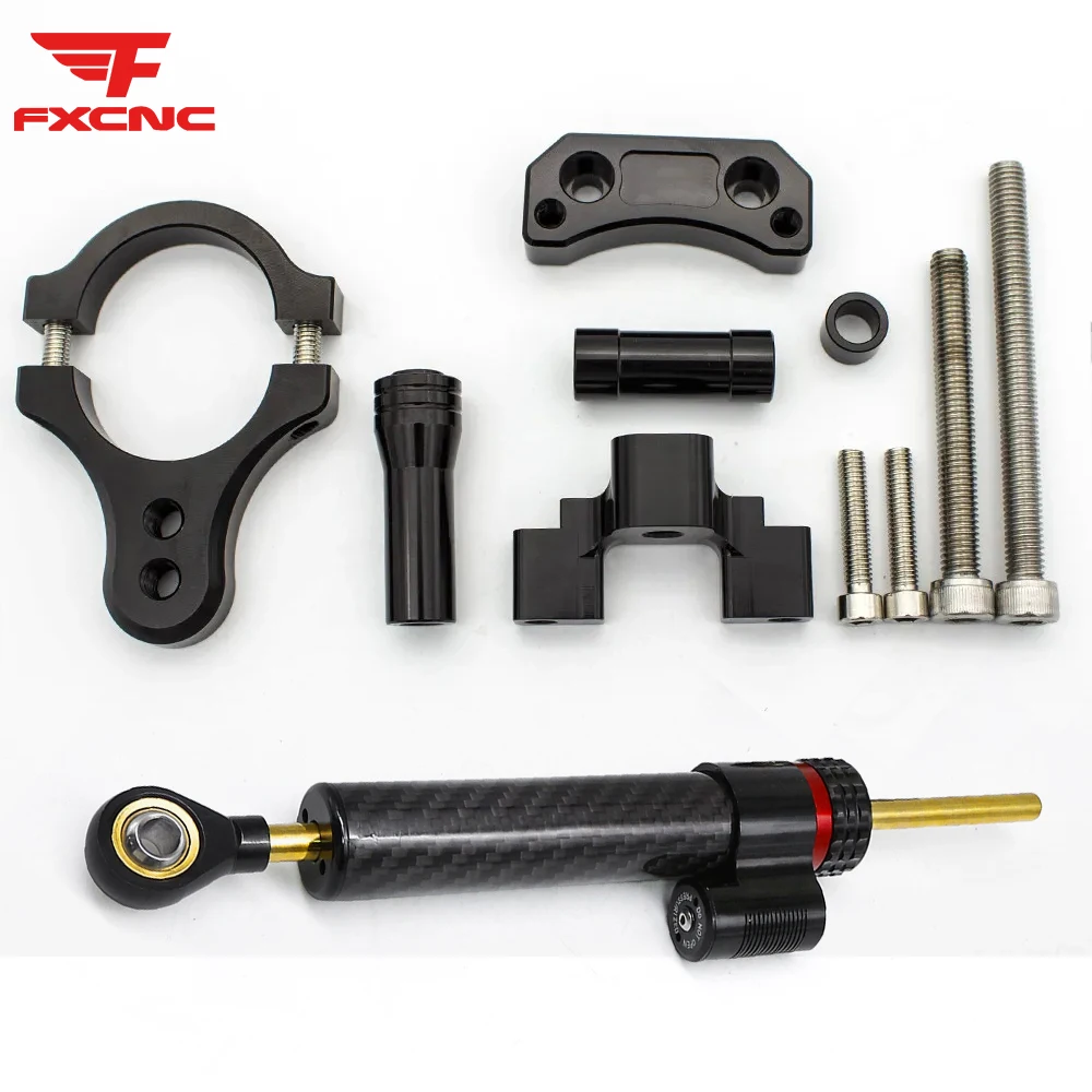 Carbon Steering Damper For G-booster Scooter CNC Motorcycle Stabilizer Steering Damper 50mm Clamp Mounting Bracket Support Kit