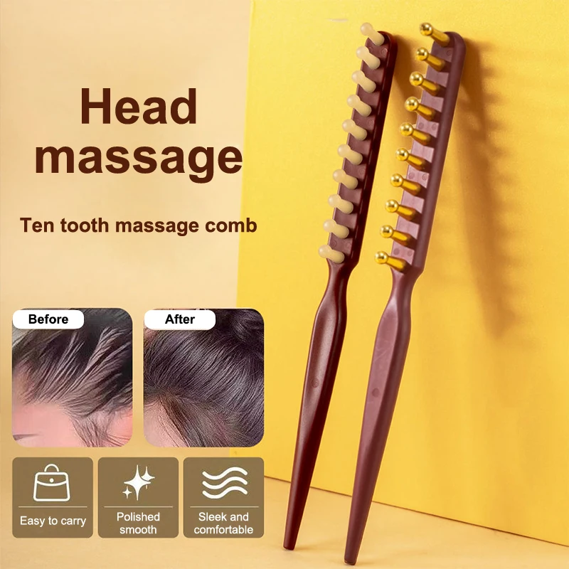 Alloy Meridian Massage Comb - Anti-static Gua Sha & Scalp Acupressure Tool 2-in-1 for Relaxation & Hair Care