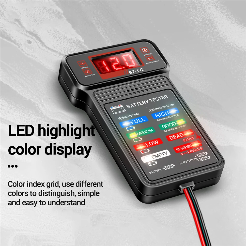 Probador de batería BT-171, analizador Digital de batería automático LCD de 12V, sistema de carga, comprobador de batería de coche, herramientas de diagnóstico