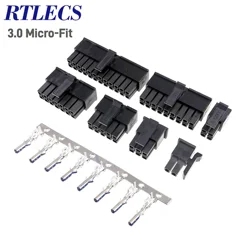 Boîtier de prise de connecteur Micro-Fit 3.0, coque mâle + borne Molex 3.0, 2 broches, 4, 6, 8, 10, 12, 14, 16, 18, 20, 22, 24 P, 43030mm, 10 ensembles