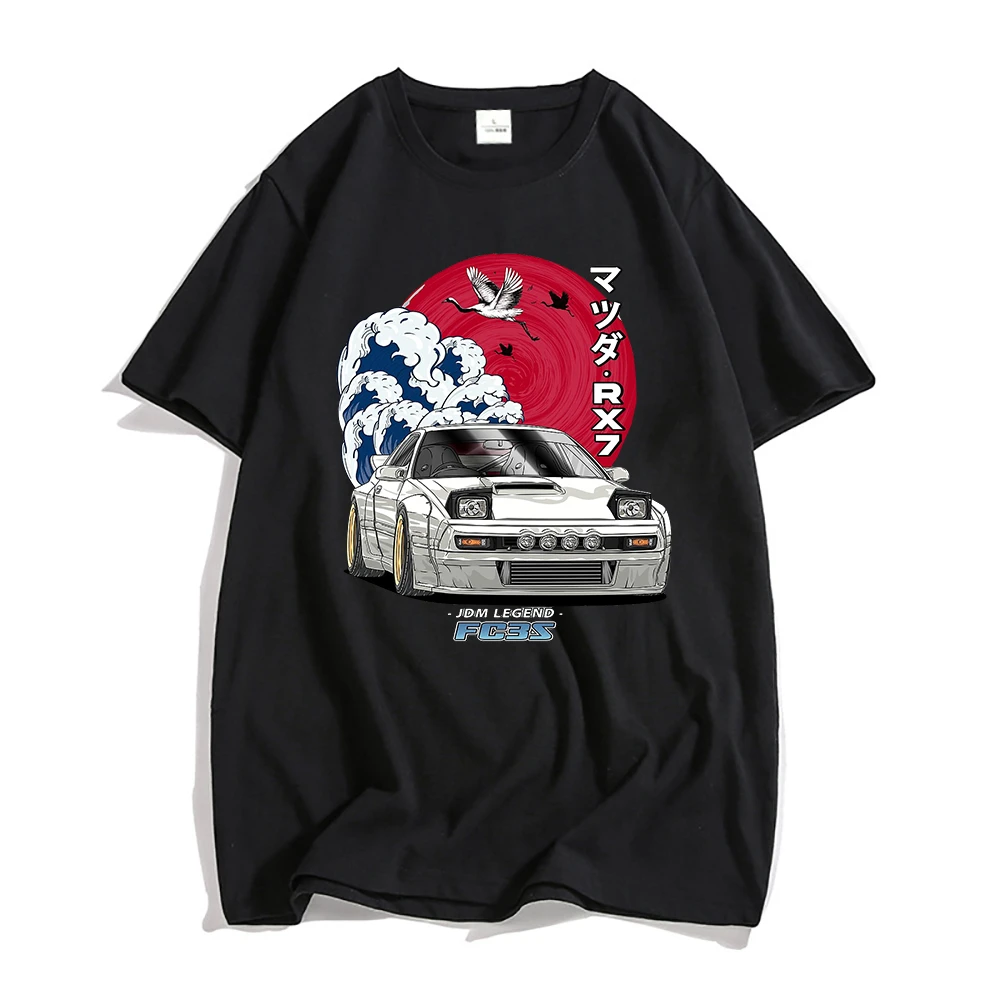 2023 Initial D Anime Graphic T Shirt Men Streetwear JDM Mazda RX-7 Turbo Crew Neck T Shirt Top Y2k Oversized Loose Top