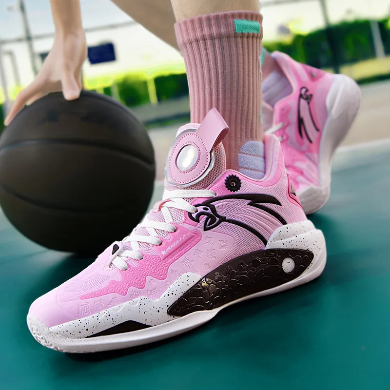 High Quality Basketball Sneakers For Men Fashion Pink Fluorescent Basketball Shoes Women Professional Design Men's Sports Shoes