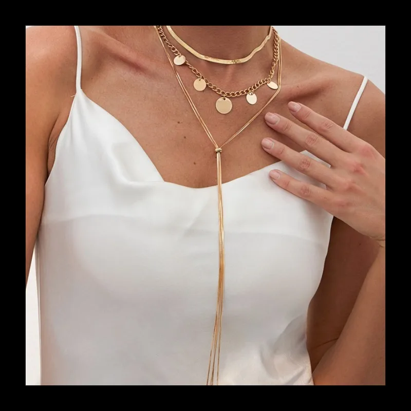 مكدسة القرص المعدني ثعبان العظام سلسلة قلادة شخصية الحب قلادة نوع متعدد الطبقات