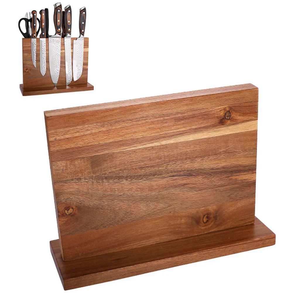 

Magnetic Knife Block Double-Sided Wooden Knife Holder Storage Rack for Kitchen Utensils Kitchen Tools