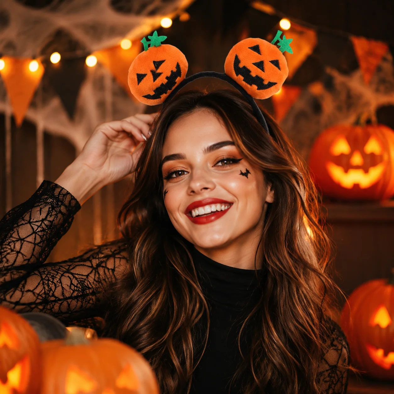Unisex Halloween Pumpkin Headband Cute Cartoon Hairband Dark Style Personality Headwear Festival Party Cosplay Accessory ﻿