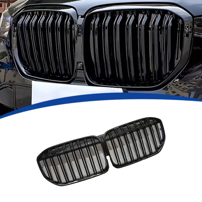 

For BMW 7-Series G12/2019-2022 Double-Slat Gloss Black Grille Cover Racing Mesh Body Kit OEM Replacement