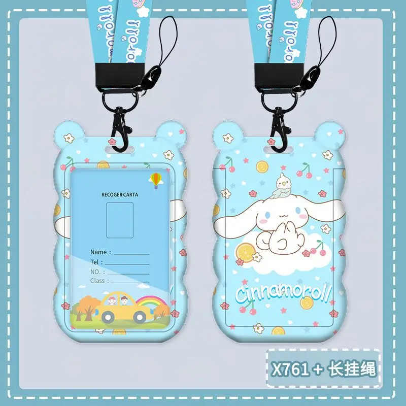 Cinnamoroll-portatarjetas de identificación para estudiantes, funda bonita para tarjetas de crédito, cordón para el cuello con escudo de dibujos animados, gran oferta, 2024