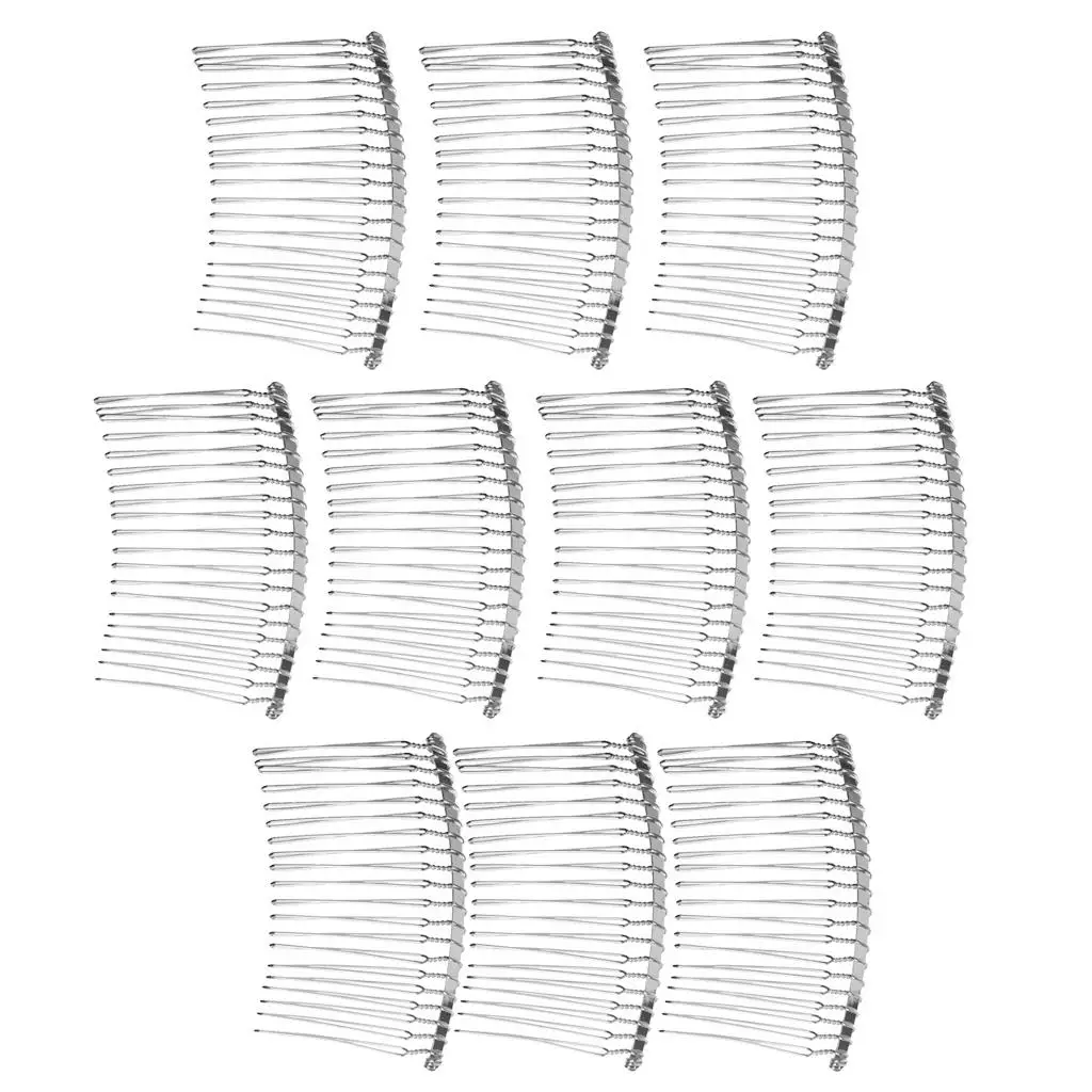 10 × 20 أمشاط مشبك شعر من الأسلاك المعدنية الفاخرة، أمشاط زفاف مصنوعة يدويًا