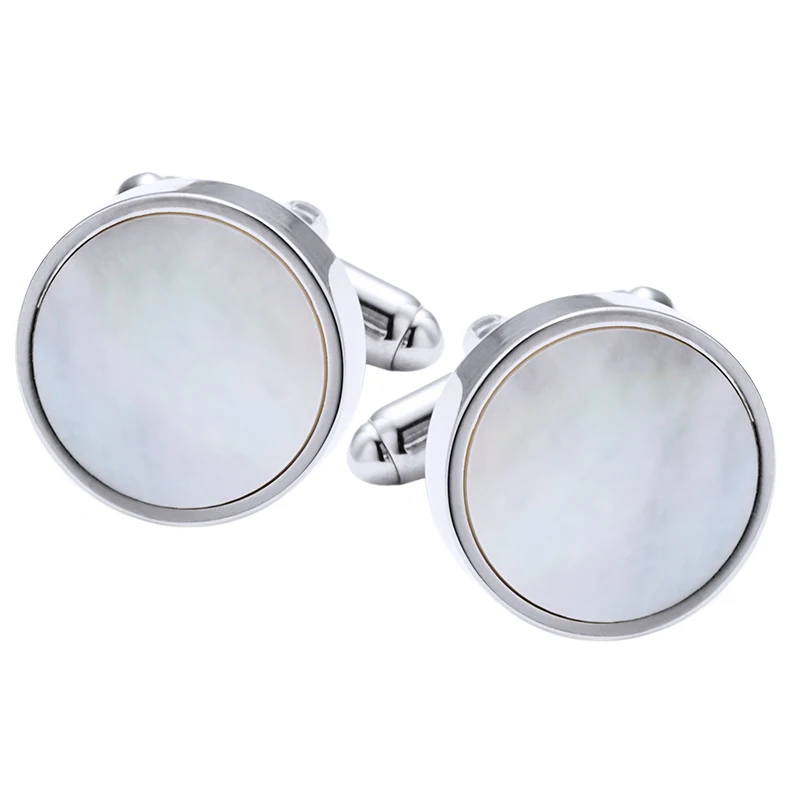 

KFLK Jewelry shirt cufflink for mens Brand Shell Round Cuff link Wholesale Fashion Buttons High Quality Wedding guests