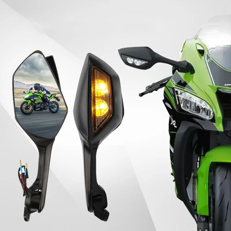 

Motorcycle Adjustable Side Rearview Mirrors +LED Turn Signal For KAWASAKI Ninja ZX10R ZX-10R ZX 10R 2011-2015