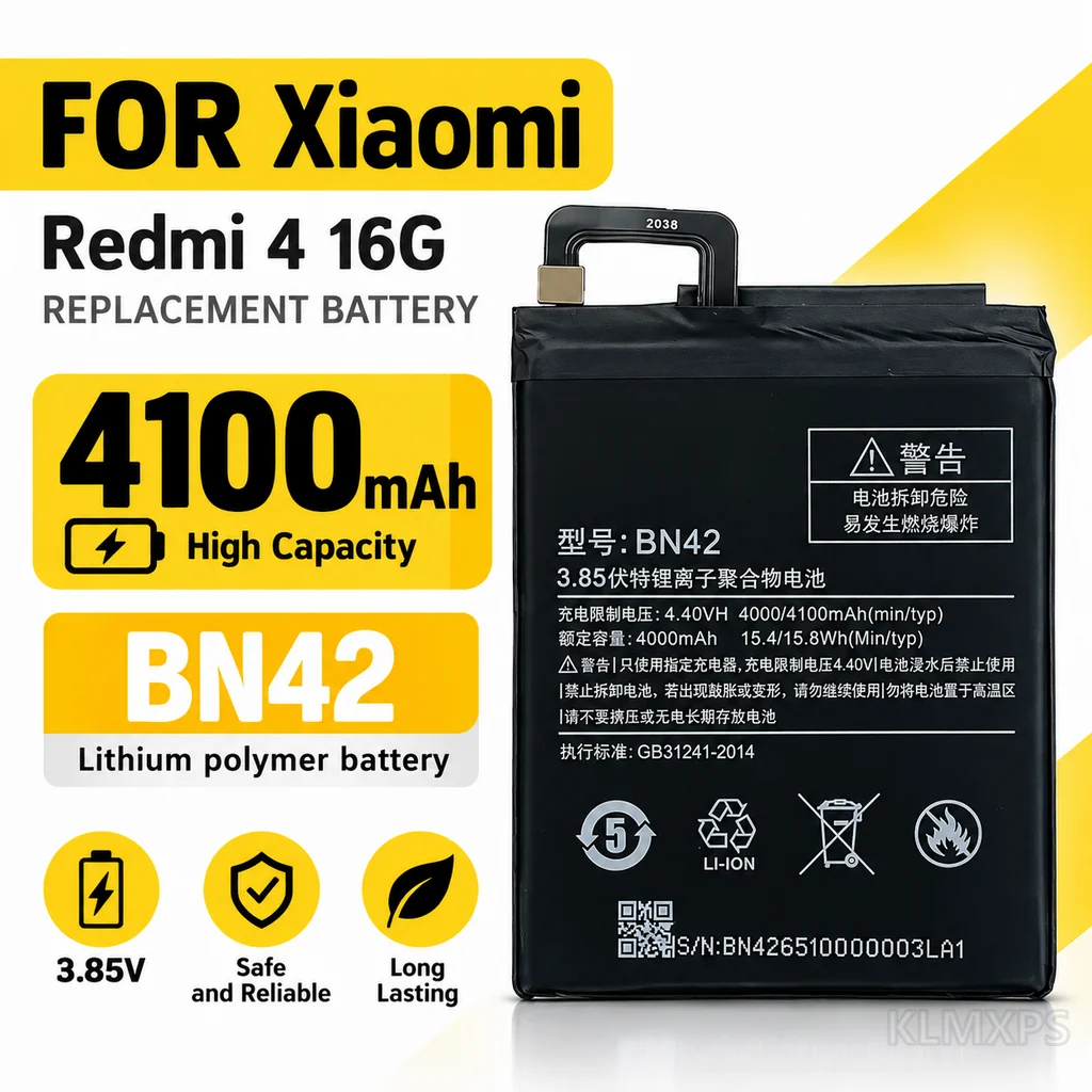 4100mAh Li-ion Phone Replacement Battery For Xiaomi Redmi 4 16G Built-in Rechargeable Mobile Battery Replacement Part Internal