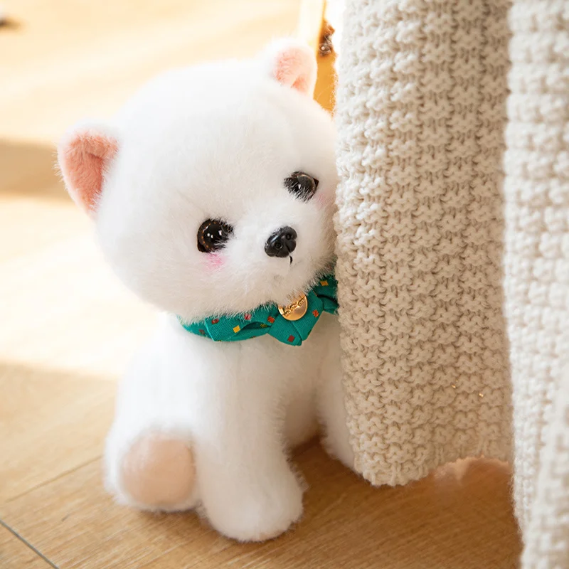23CM 귀여운 포메라니안 박제 동물 플러시 장난감 어린이 진정 인형 Kawaii 찻잔 개 크리스마스 장식 선물