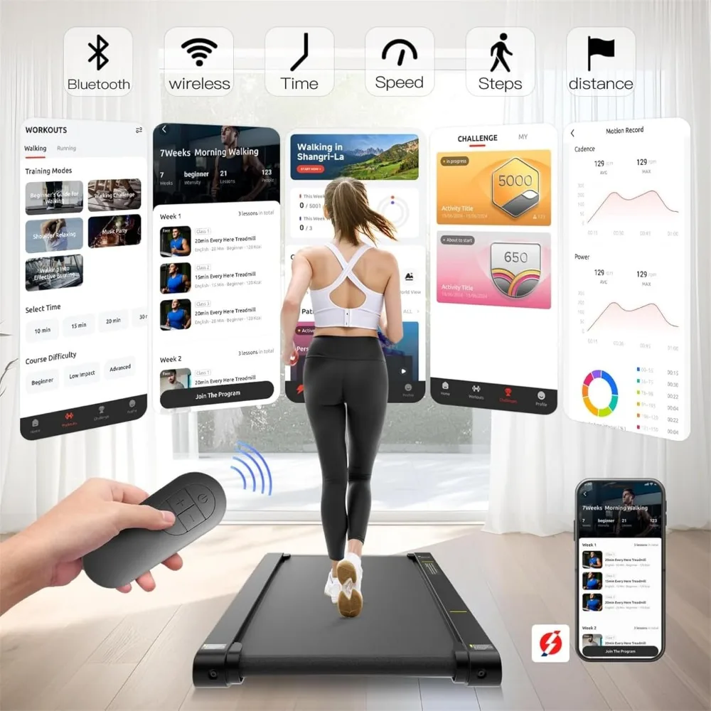 Walking Vibration Pad with APP, 3 in 1 Under Desk Treadmill, 2.5HP Low Noise Walking Treadmill Pad with Remote Control