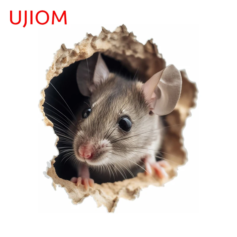 UJIOM Funny Little Grey Mouse Tear Wall Sticker Cute Animals Graphics Decal Simple Sofa Wall Living Room Accessories Stickers