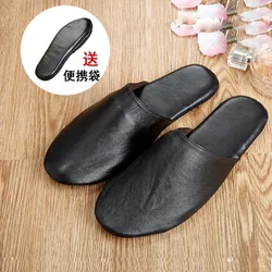 Classic lambskin leather slippers indoor men's and women's spring and autumn Baotou portable business travel foldable slippers