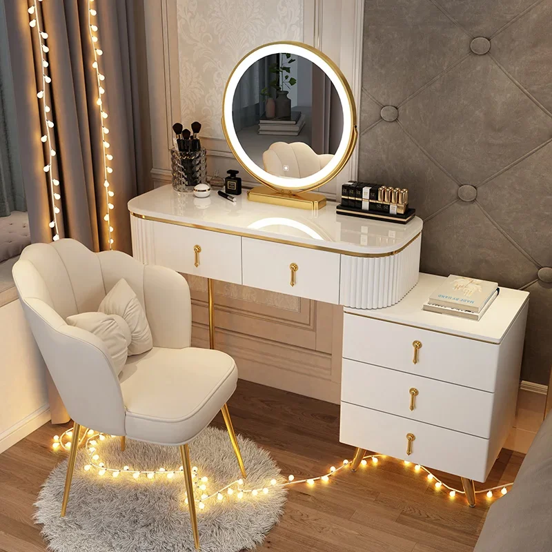 

Luxury Lights Mirror Vanity Tables Makeup Corner Adult Salon Drawer Vanity Tables Wood Girls Coiffeuse De Chambre Furniture