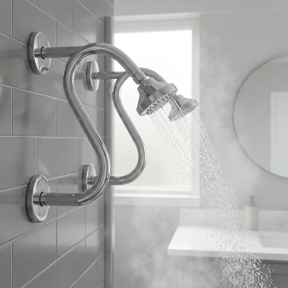 1Pc Stainless Steel S Shaped 10 Inch Shower Arm Extension Hose For Bathroom Rain Shower Head Pipe Fitting Accessories