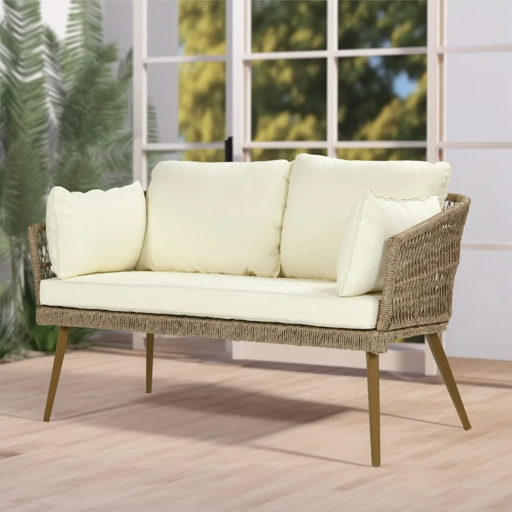 

Patio Loveseat Outdoor All-Weather Rattan 2 Seater Sofa Conversation Chair