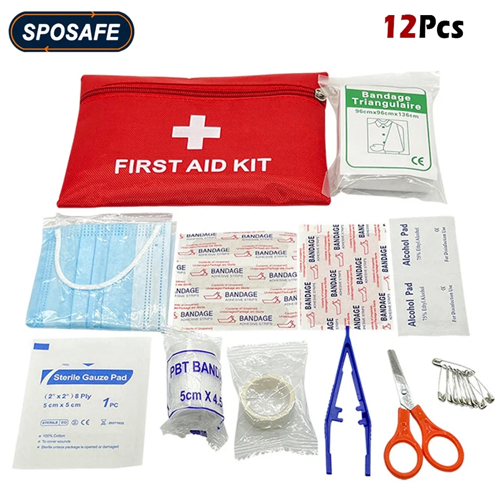 12Pcs First Aid Kit for Home Car Travel Emergency Kits for Hiking Camping Small Trauma Kit for Sports Outdoor Survival