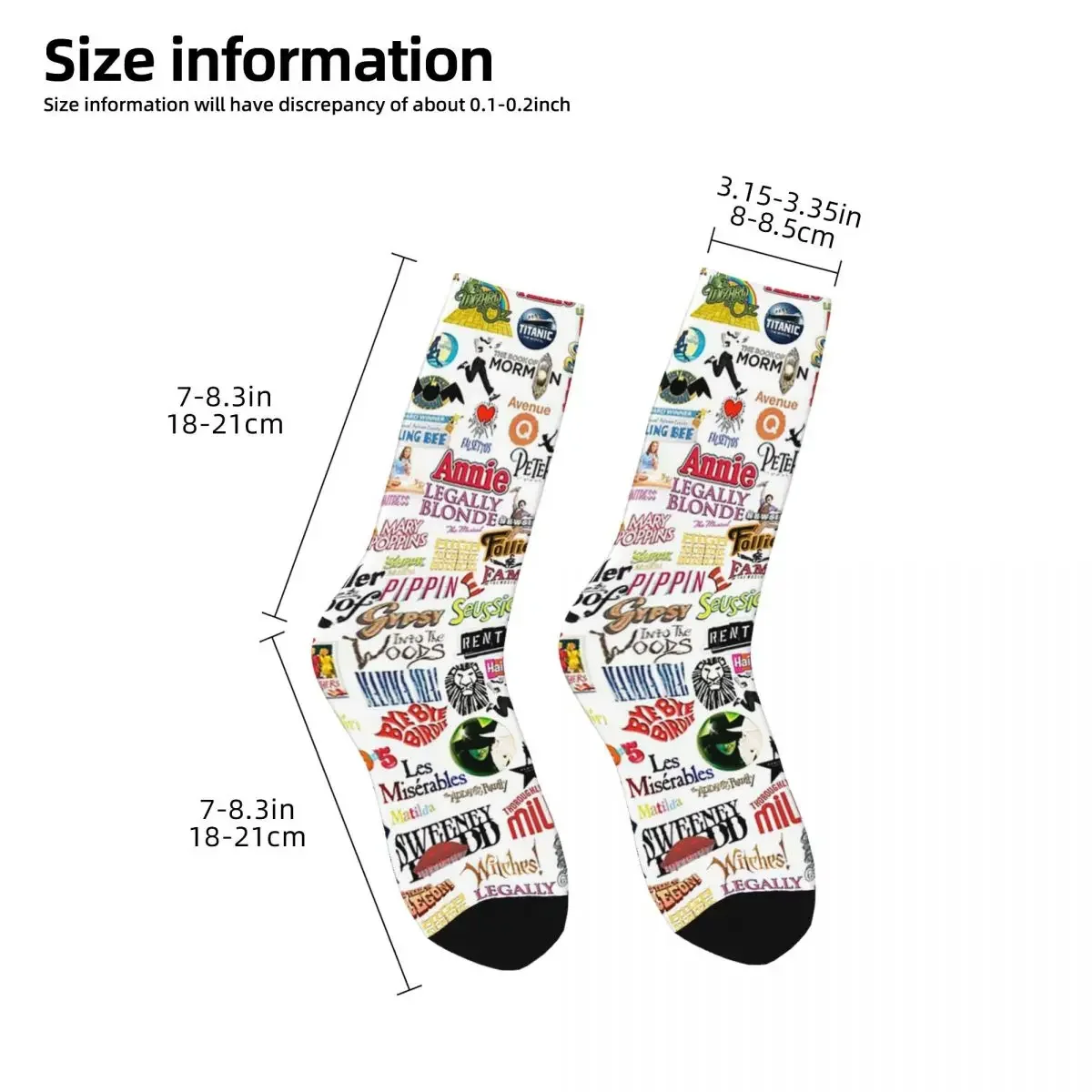 Chaussettes Harajuku avec logos musicaux pour hommes et femmes, bas super doux, chaussettes longues toutes saisons, accessoires pour cadeaux