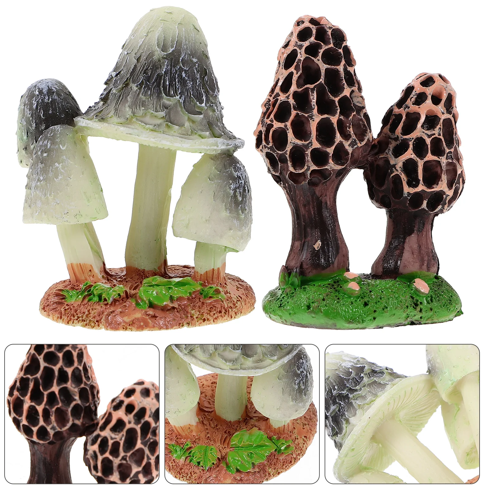 

2pcs Miniature Mushroom Ornaments Resin Fairy Garden Decor For Micro Landscape Diy Home Lawn Bonsai Accessories Mushroom