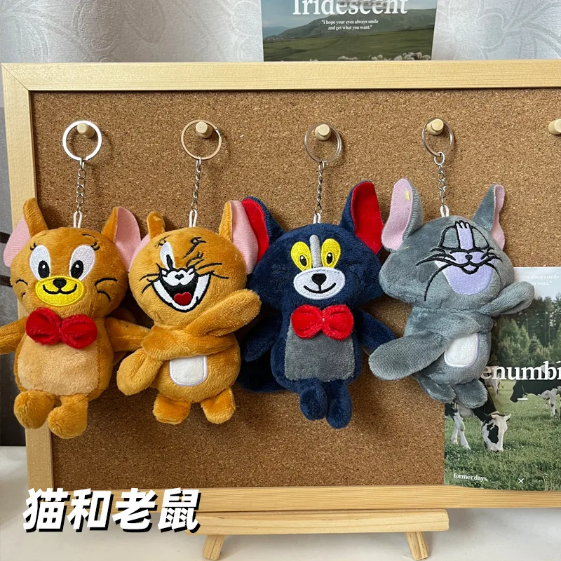 

4 Styles Cartoon Movie Cat and Mouse Plush Pendant Keyrings Tom Jerry Toy Doll Keychain Wholesale Anime Plush