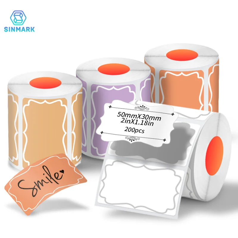 SINMARK Thermal Label Paper Pure Unspecified Shape Waterproof Labels DIY Self-Adhesive Stickers Use for Thermal Printer Gift Tag