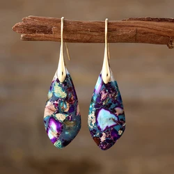 European and American Bohemian Natural Stone Droplet Pendant Earrings Women Fashion Accessories Jewelry Personalized Earrings