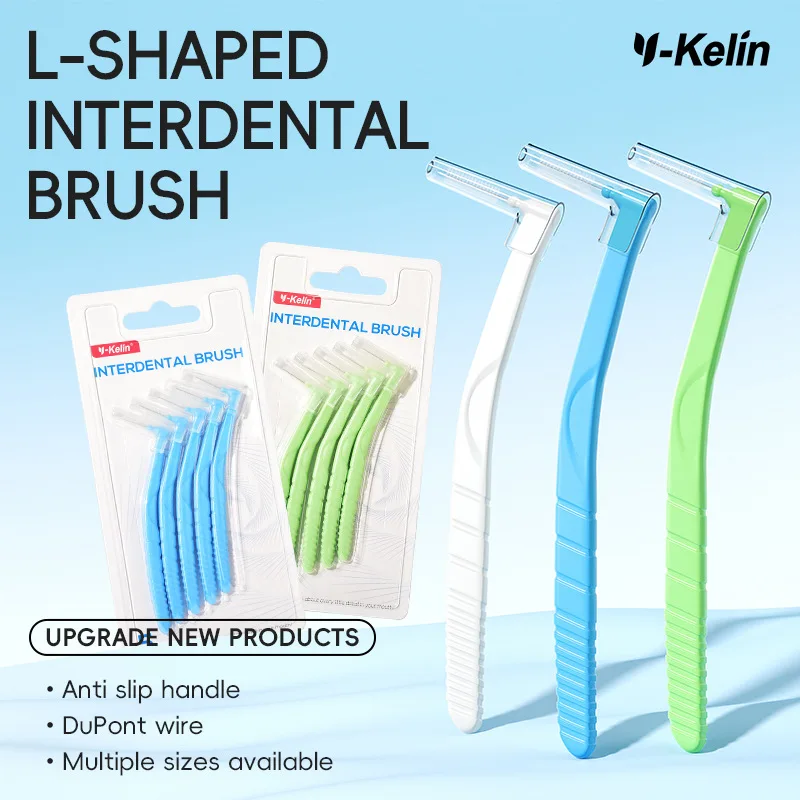 5pcs/Set L-Shaped Interdental Brushes Orthodontic Universal Care Soft-Bristle Interdental Cleaners 7-Shaped Tooth Gap Cleaners C