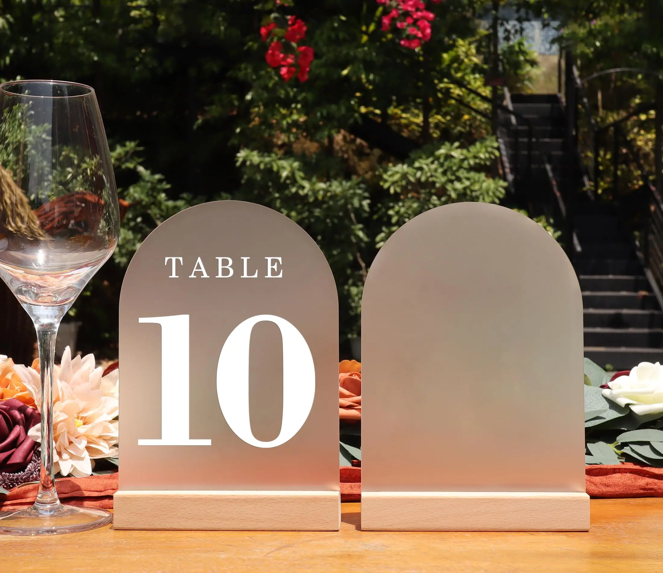 

4x6 Inch Acrylic Sign Blank Sheet with Wooden Stands Holders Wedding Table Numbers,DIY blank clear Arch Signs for Wedding,Party