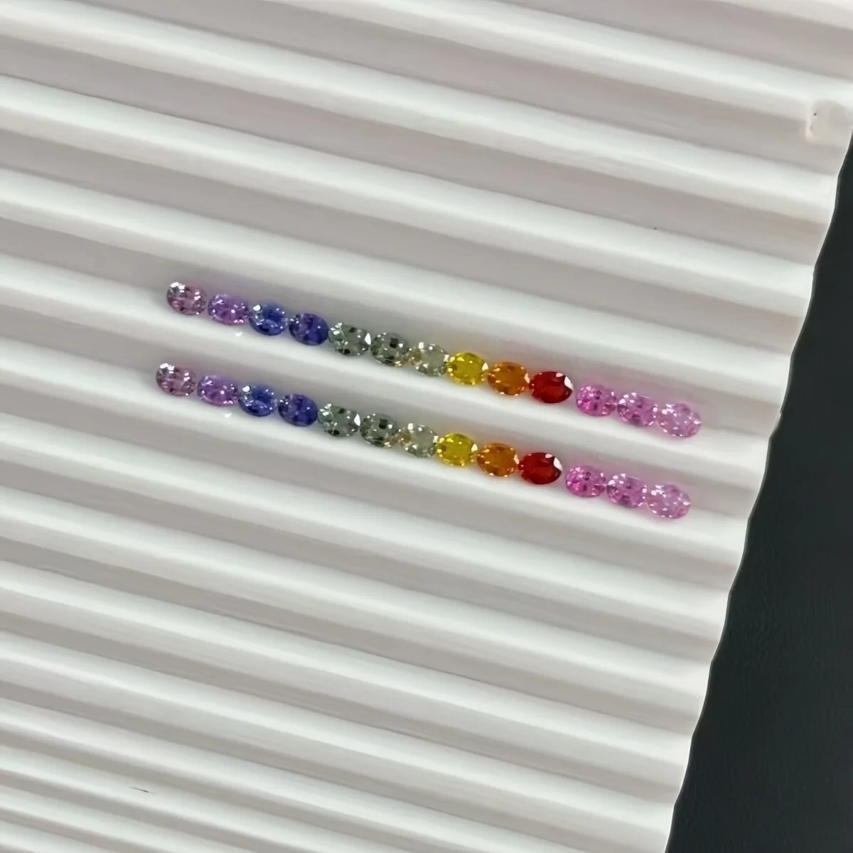 Rainbow Gradient Matching Color Oval Shape Lab Grown Sapphire Dopamine Color Loose Gemstone For Jewelry Design Making