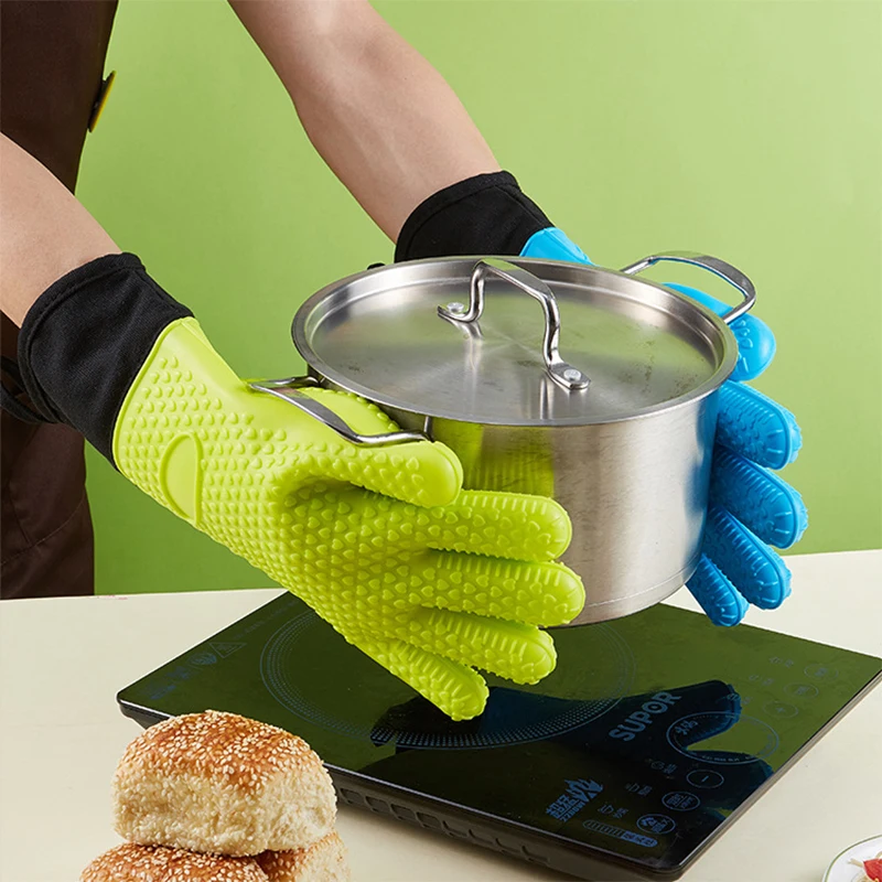 1/2Pcs Isolierte Ofen Handschuhe Silikon Wärme-Proof Handschuhe Ofen Handschuhe Mikrowelle Backen Werkzeuge Küche Wärme Beständig topf Handschuhe