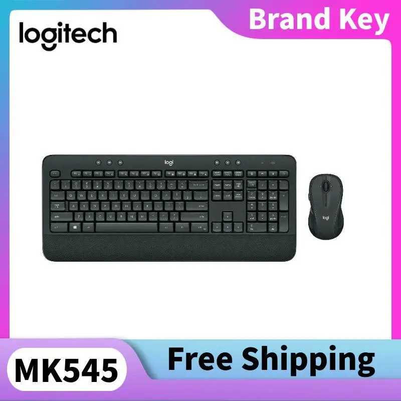 

Logitech MK545 Wireless Keyboard Mouse Combo Set Splashproof Design Palm Rest Multimedia Buttons Laptops Accessories