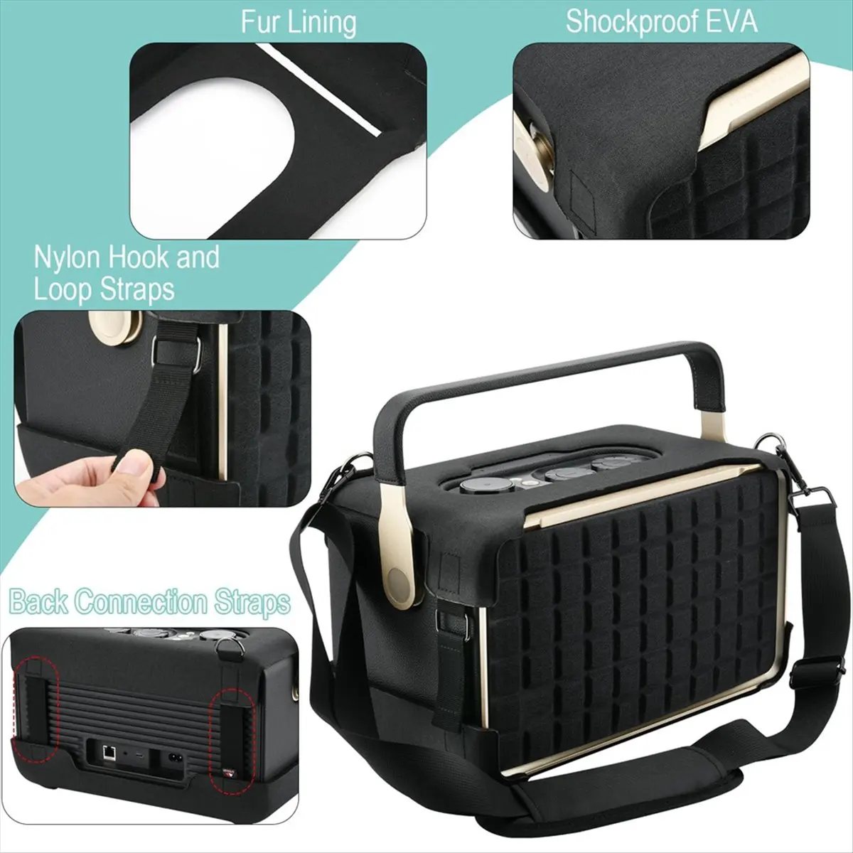 【elevate-life】authentics-300-bluetoothスピーカー用スピーカーカバー、eva製キャリングカバー、ショルダーストラップ付きスピーカー保護カバー