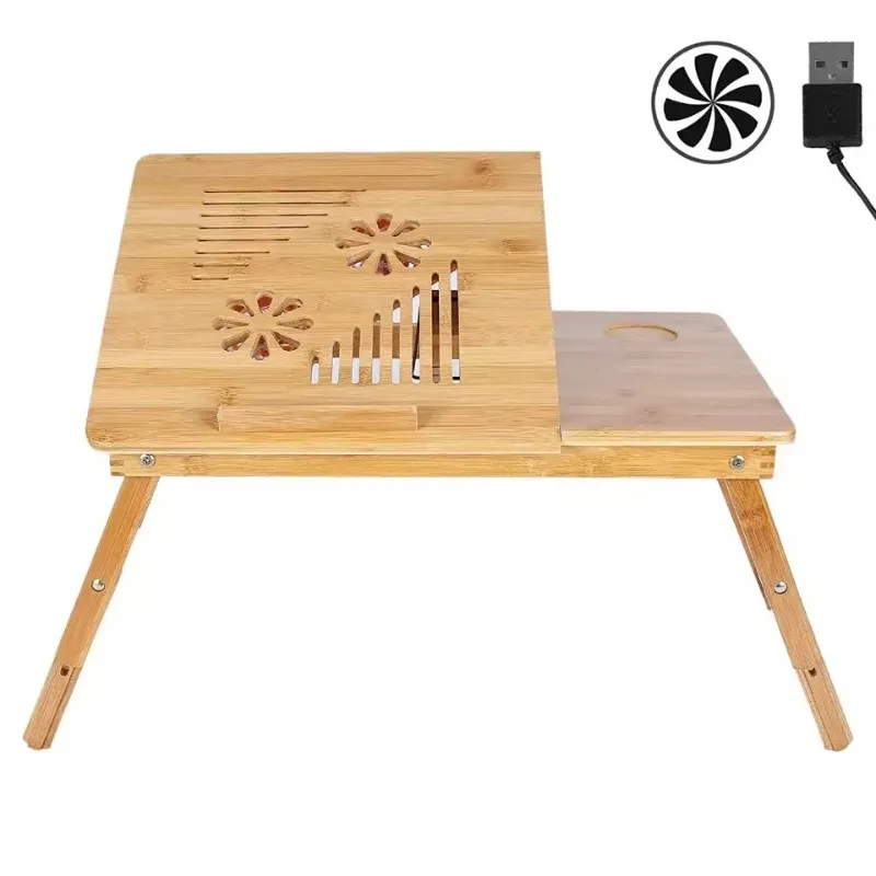 Bamboo Adjustable Computer Laptop Computer Desk Folding Laptop Stand Supplier