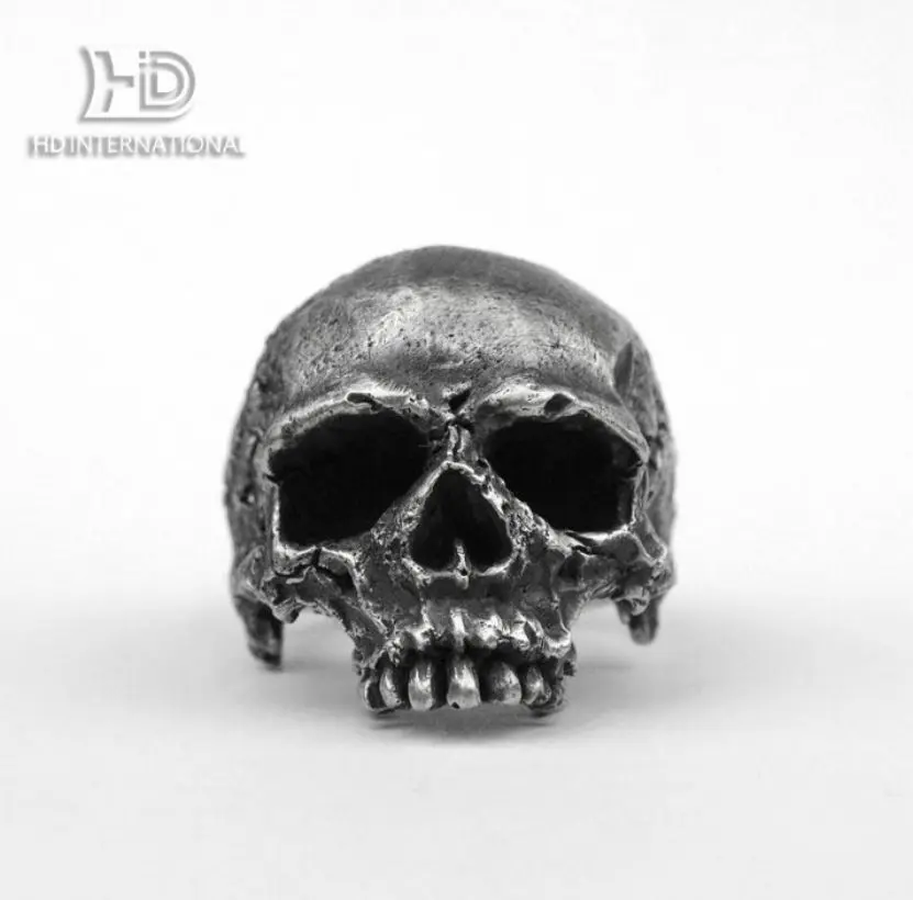 skull ring Unique Battle-damaged skull Unique Heavy Sugar Skull Ring Santa Muerte Keith Richards half jaw mens skull bike ring