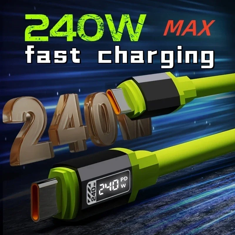 240W Type C To Type C Super Fast Charging Cable Universal High Power Charger USB Cord 6A USB C Cable for Xiaomi IPhone Samsung