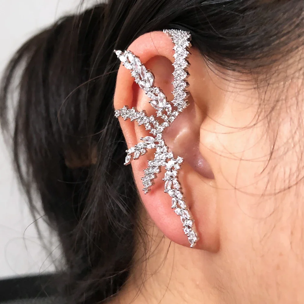 

Soramoore New Romantic Fashion Clip Earrings Full Cubic Zirconia For Women Wedding Trendy Party Show Lady Gift High Quality