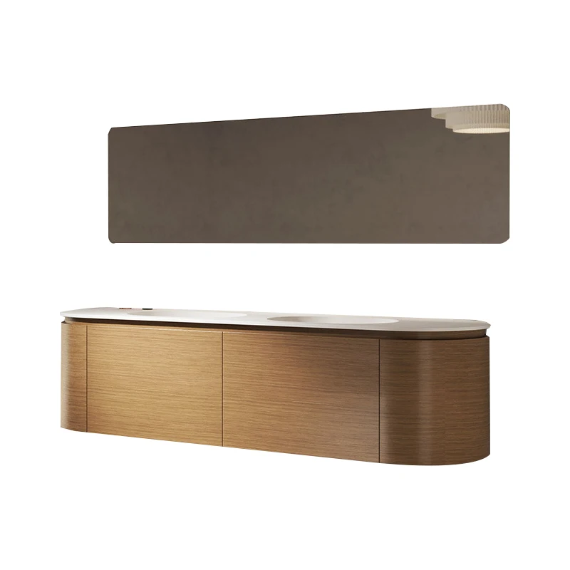 Hot Selling Multilayer Board Stable Structure Bathroom Cabinet with Mirror and Washbasin for Hotel for Sale