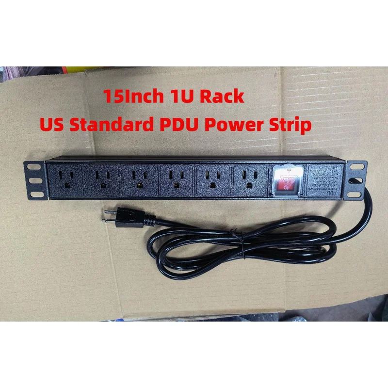 Rack US Standard PDU Power Strip For (15Inch 1U ) Sturdy metal shell improves heat dissipation and guards connected devices