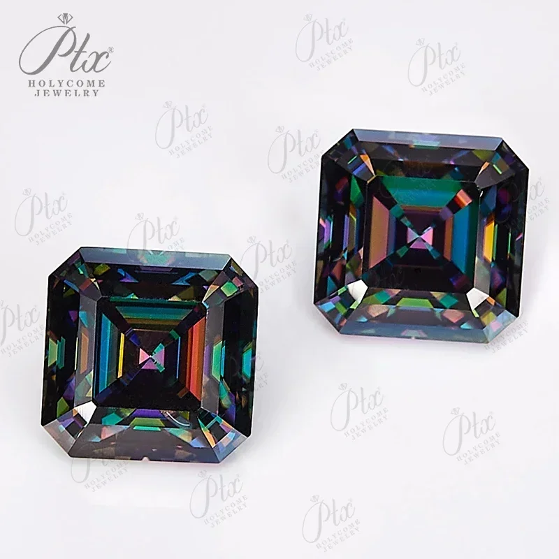 Losse Moissanite Rainbow Green Asscher Shape With GRA Pass Diamond Tester Gemstone ForJewelry Making Materials Fast Shaopping