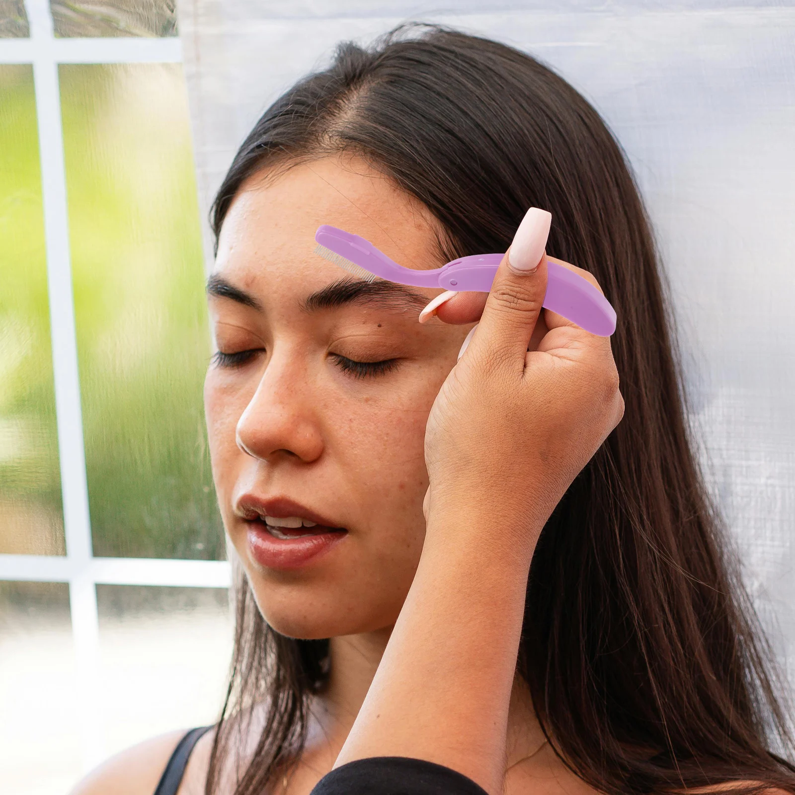 Pettine Pieghevole per Ciglia in Metallo, Strumento per la Cura delle Ciglia, Pettine Portatile per Sopracciglia, Separatore Compatto da Viaggio per Ciglia, Spazzola per Sopracciglia