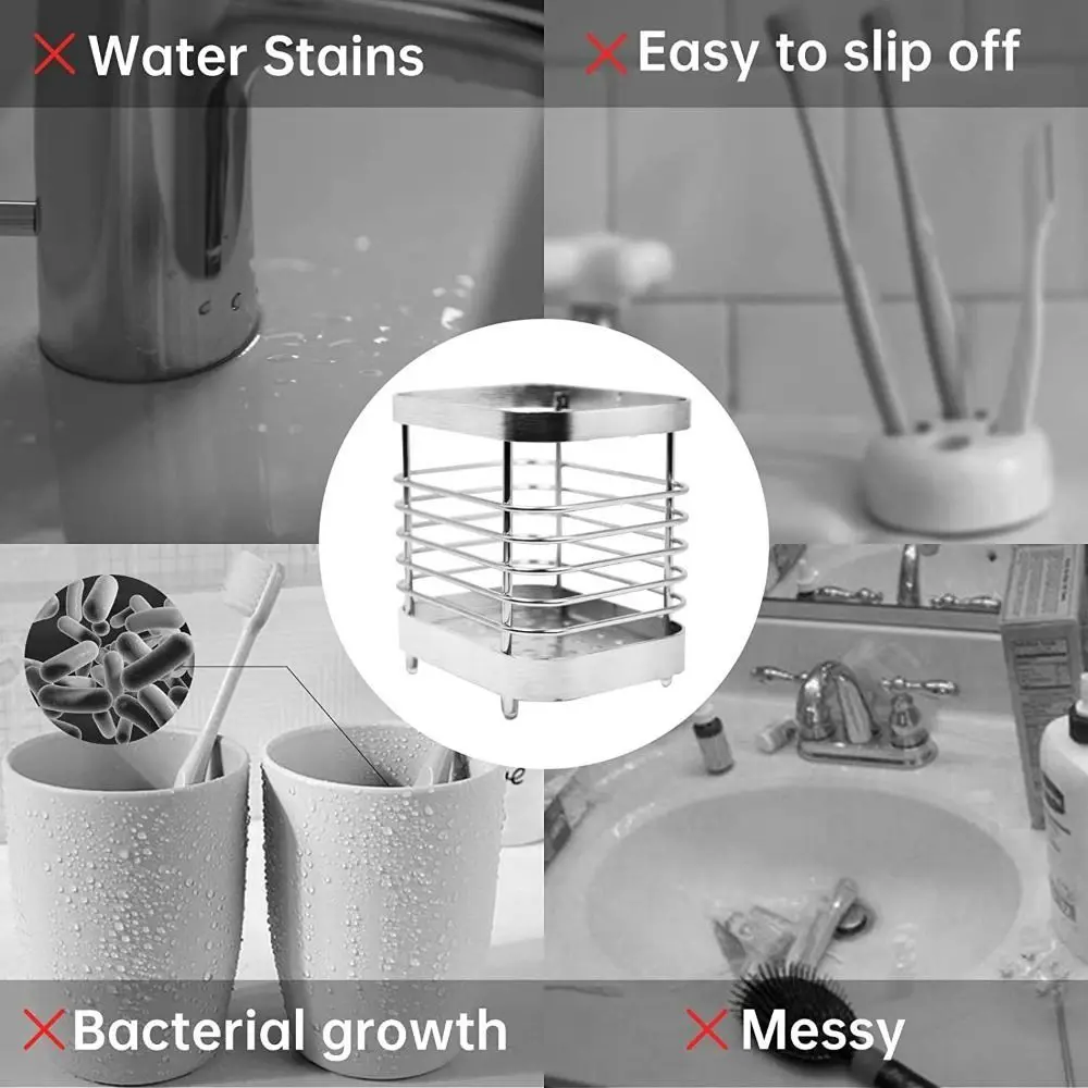 Stainless Steel Toothbrush Holder Drain Holder, Multifunctional Storage Rack, Drain Rack, Rust-proof Toothpaste